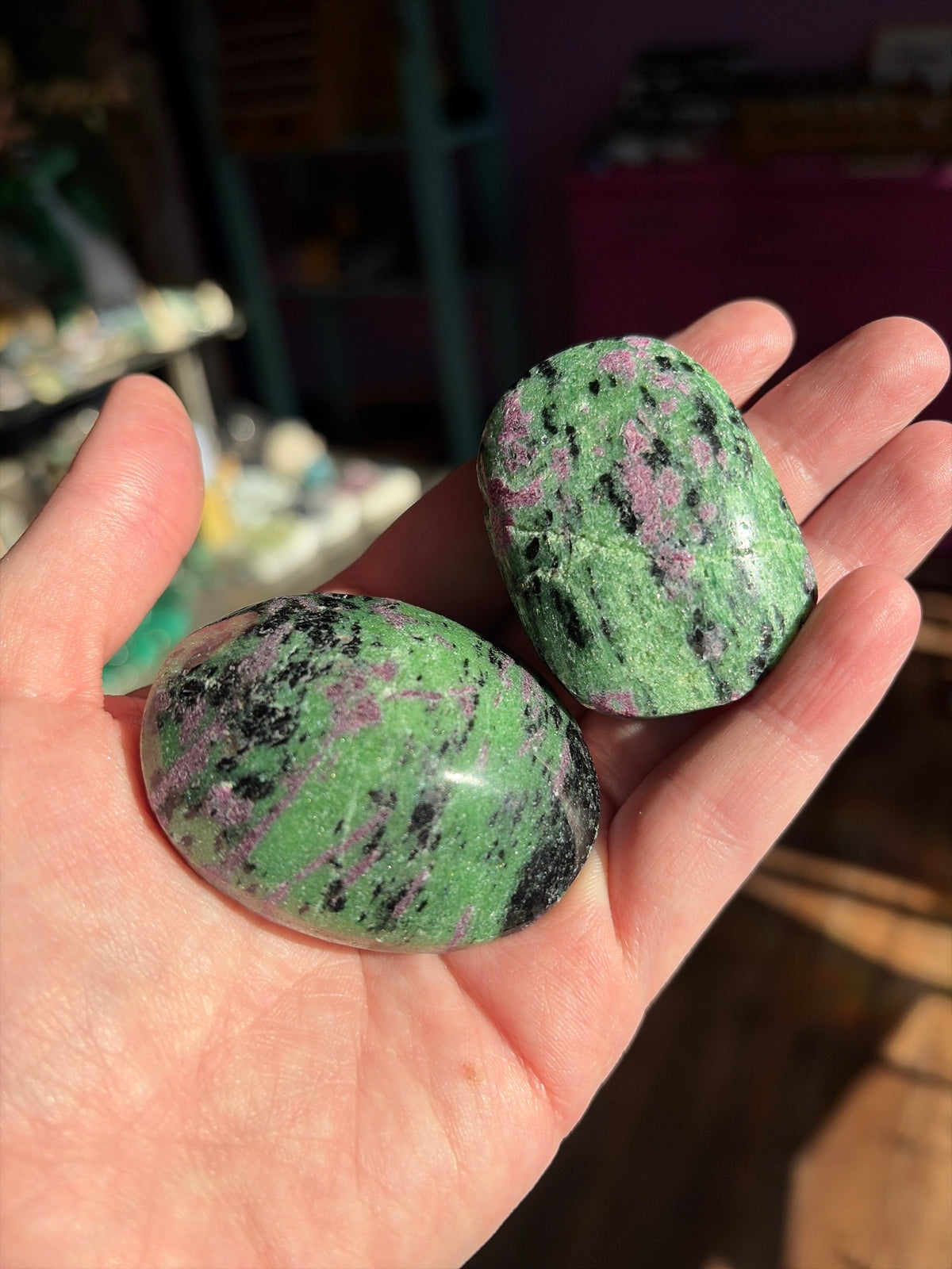 Ruby In Zoisite Palm Stone