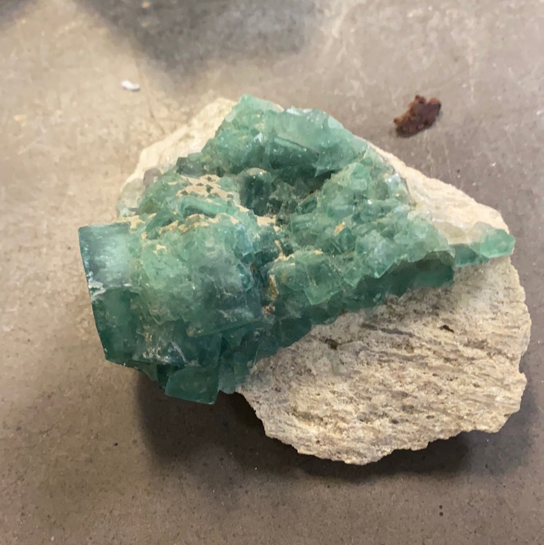 A piece of cubic fluorite.