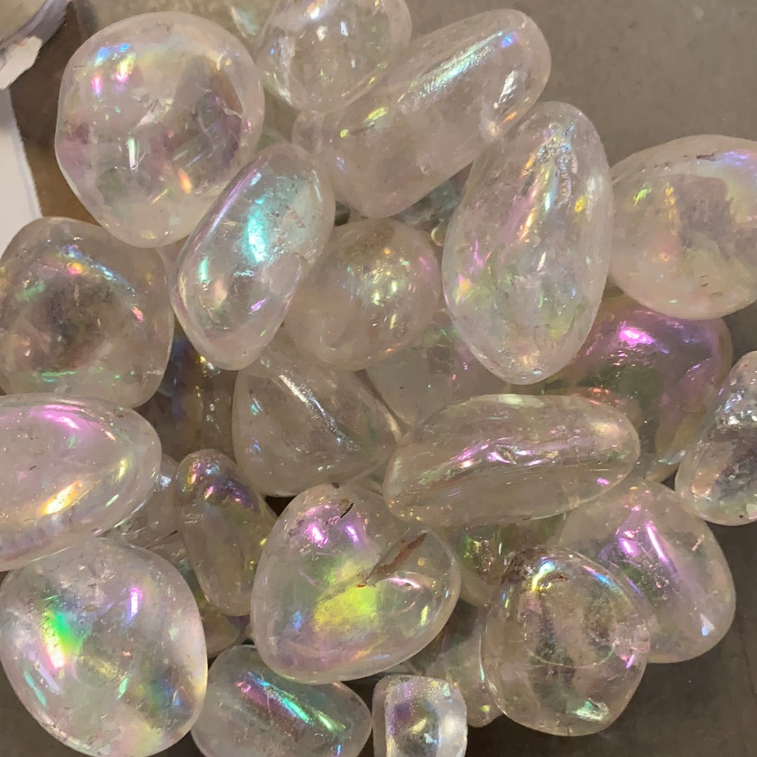 Aura Quartz tumbles.