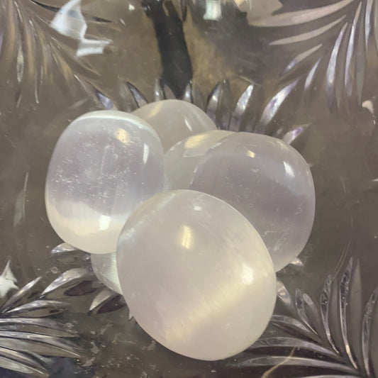 Selenite Palm Stone