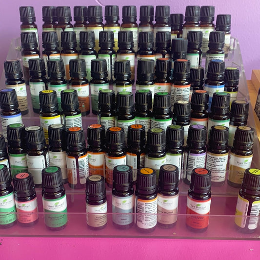 Stack of essential oils. 