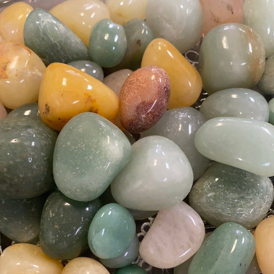 Yellow and green aventurine tumbles. 