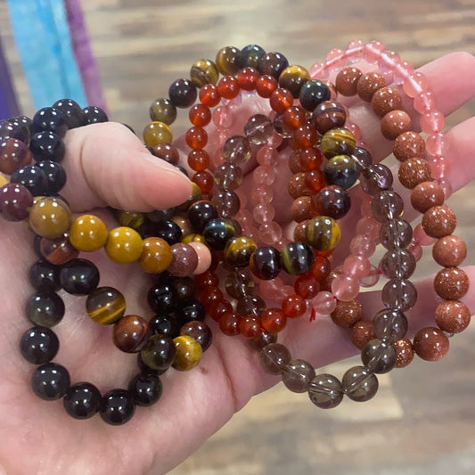 Varrying crystal beaded bracelets. 