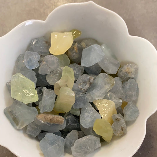 Calcite of orange and blue. 